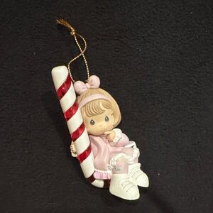 Vintage Precious Moments Cute Girl Ornament with Candy Cane
